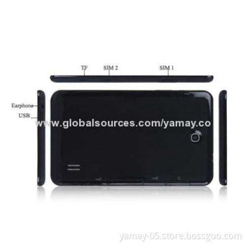 7-inch tablet PC, Android 4.2, MTK8312 dual core 1.2GHz, 512MB+4GB, dual camera, 3G, GPS, BT, Wi-Fi